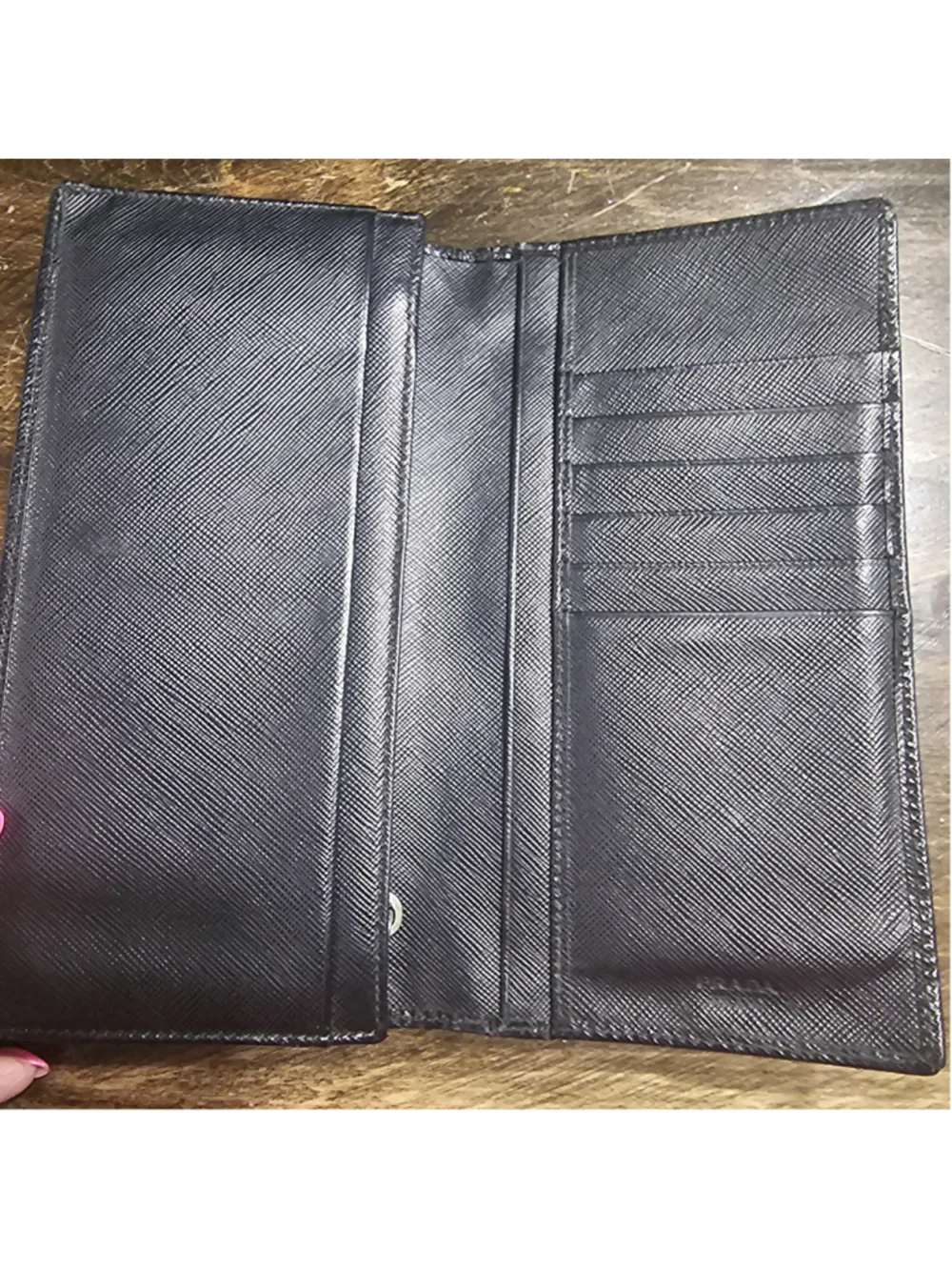 Prada Saffiano Leather Wallet, One Size, Black